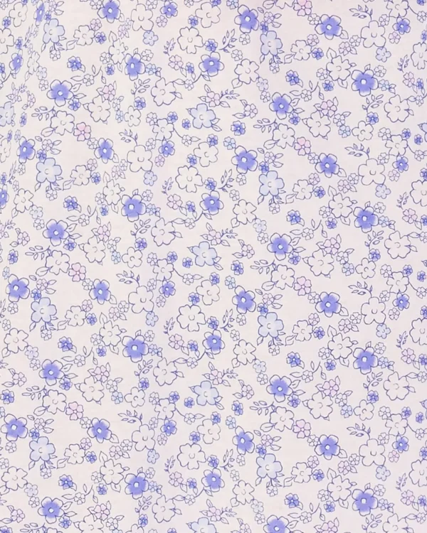 Slenderella Nighties | 42" Short Sleeve Ditsy Floral Jersey Nightie - Blue